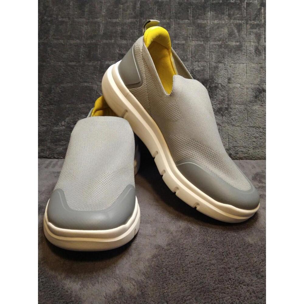 FitVille Brisk Walk Mens 8.5W Slip On Arch & Heel Support Sneakers Gray/ White